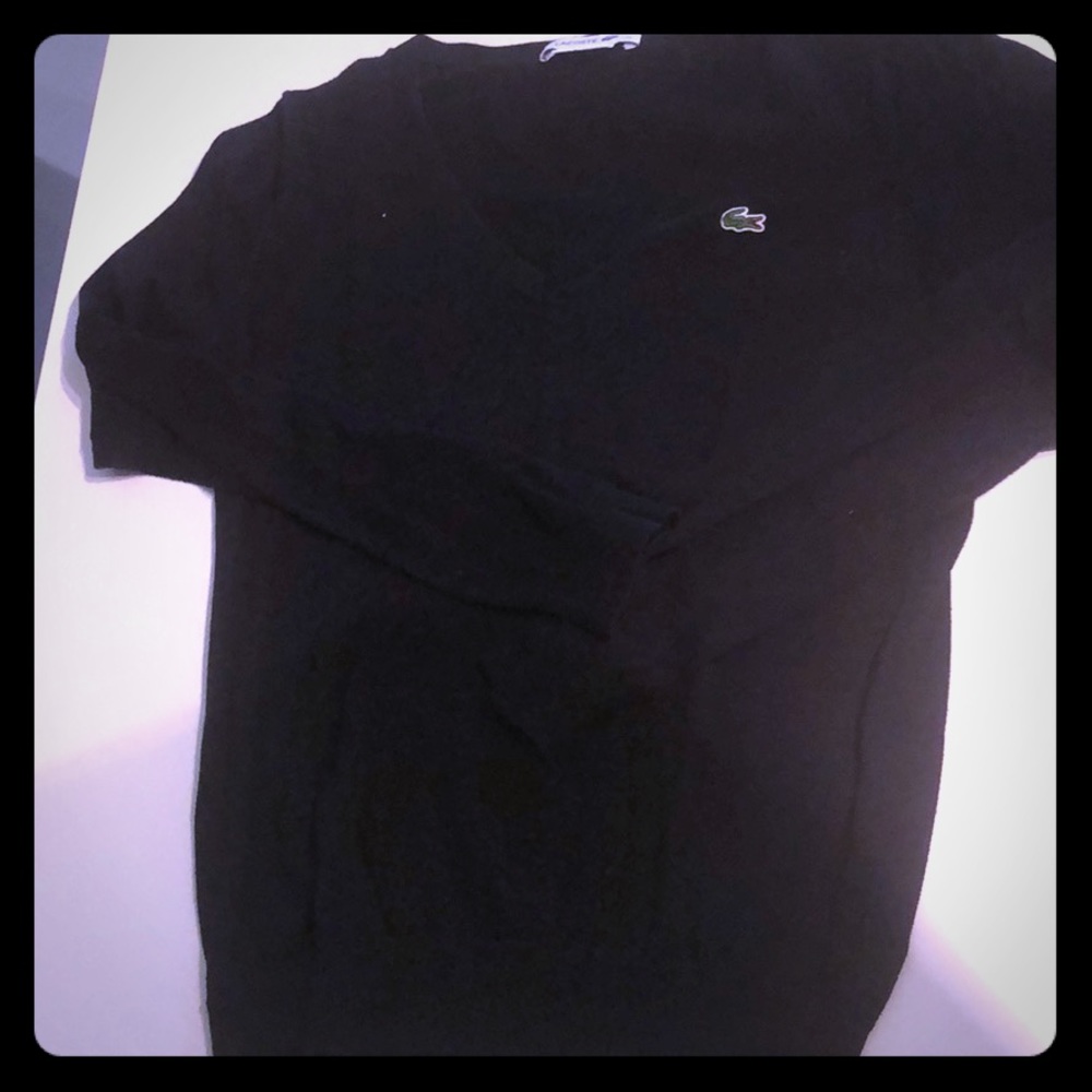 Lacoste size 34 v neck sweater in black